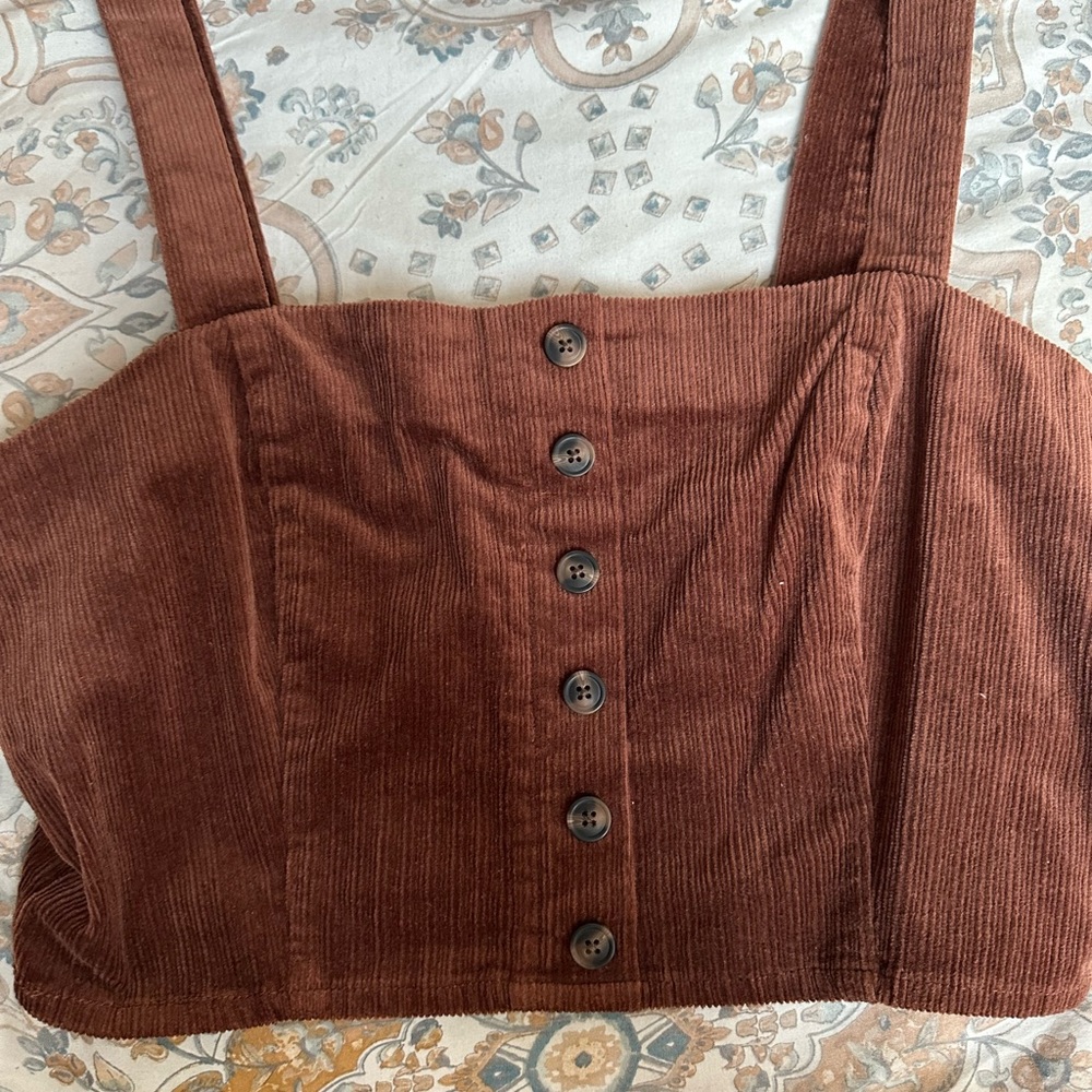 Forever 21 XL brown corduroy crop top